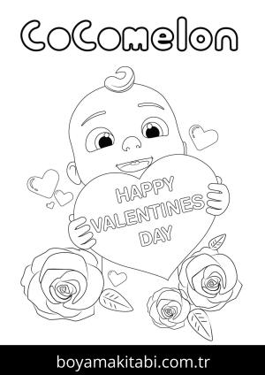 Sevgililer Günü boyama sayfası – sevimli karakter, sanatsal çalışma