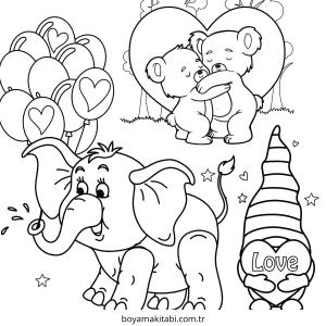 Sevgililer Günü boyama sayfası – PDF indir, sevimli karakter