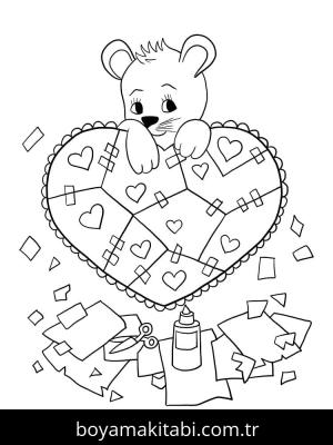 Sevgililer Günü boyama sayfası – evde etkinlik, ücretsiz yazdır
