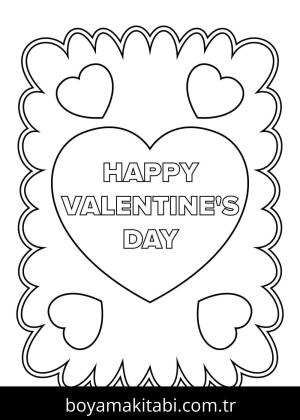 Sevgililer Günü boyama sayfası – basit çizim, kolay boyama