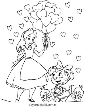 Sevgililer Günü boyama sayfası – basit çizim, kolay boyama