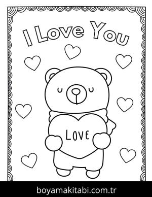 Sevgililer Günü boyama sayfası – çizgi film temalı, basit çizim