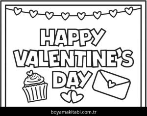 Sevgililer Günü boyama sayfası – basit çizim, kolay boyama