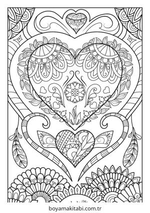 Sevgililer Günü boyama sayfası – el becerilerini geliştirir, boyama çalışması
