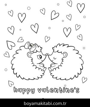 Sevgililer Günü boyama sayfası – çizgi film temalı, basit çizim