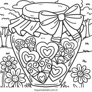 Sevgililer Günü boyama sayfası – boyama çalışması, yaratıcılığı geliştirir