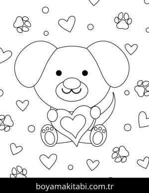 Sevgililer Günü boyama sayfası – basit çizim, kolay boyama