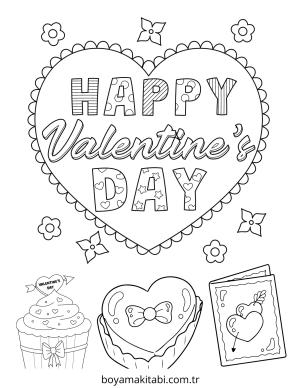 Sevgililer Günü boyama sayfası – sevimli karakter, sanatsal çalışma