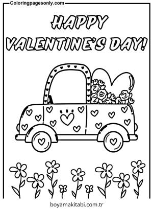 Sevgililer Günü boyama sayfası – çizgi film temalı, basit çizim