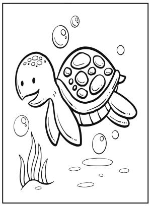 Sevimli Hayvan boyama sayfası,  coloring page, Sevimli Hayvan kaplumbağası çizin, 