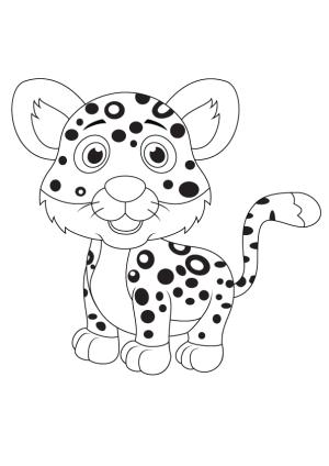 Sevimli Hayvan boyama sayfası,  coloring page, Bebek Leoparı, 