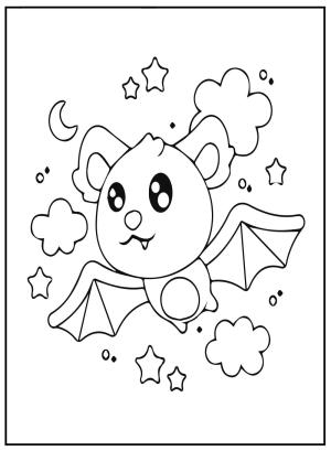 Sevimli Hayvan boyama sayfası,  coloring page, Sevimli Hayvan Yarasa Çiz, 