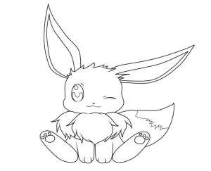 Sevimli boyama sayfası,  coloring page, Oturan Sevimli Eevee, 