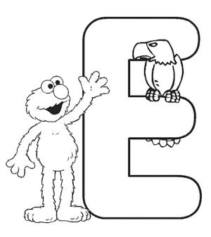 Sevimli boyama sayfası,  coloring page, Elmo Ve Kartal İçin Sevimli E, 