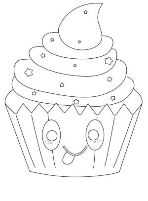 Sevimli boyama sayfası,  coloring page, Sevimli Cupcake Komik, 