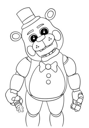 Sevimli boyama sayfası,  coloring page, Freddy’de Şirin Beş Gece, 