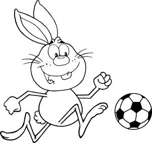 Sevimli boyama sayfası,  coloring page, Futbol Oynayan Tavşan, 