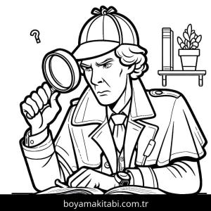 Sherlock Holmes boyama sayfası – sevimli karakter, sanatsal çalışma