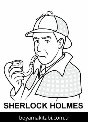 Sherlock Holmes boyama sayfası – çocuklar için, çizgi film temalı