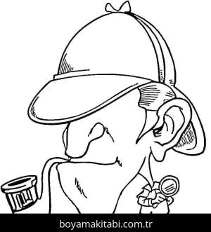 Sherlock Holmes boyama sayfası – boyama çalışması, yaratıcılığı geliştirir