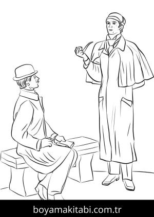 Sherlock Holmes boyama sayfası – çocuk aktivitesi, PDF indir