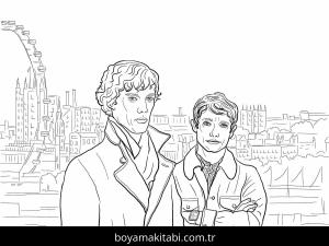 Sherlock Holmes boyama sayfası – el becerilerini geliştirir, boyama çalışması