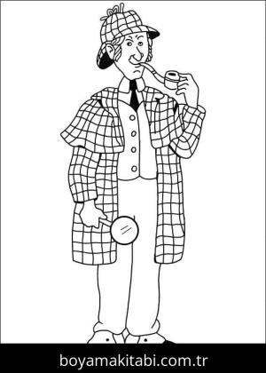 Sherlock Holmes boyama sayfası – yaratıcılık, eğlenceli etkinlik