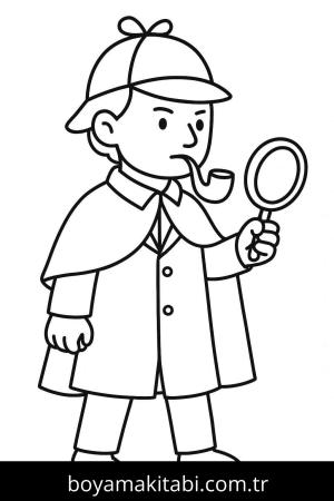 Sherlock Holmes boyama sayfası – sevimli karakter, sanatsal çalışma