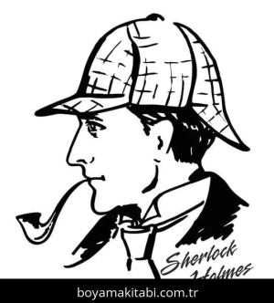 Sherlock Holmes boyama sayfası – el becerilerini geliştirir, boyama çalışması