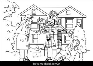 Sherlock Holmes boyama sayfası – PDF indir, sevimli karakter