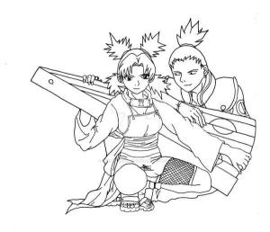 Shikamaru boyama sayfası,  coloring page, Shikamaru ve Temari çizimi, 