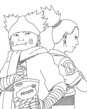 Shikamaru boyama sayfası,  coloring page, Shikamaru ve Choji, 