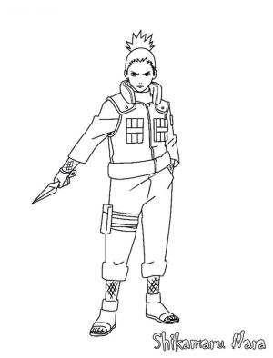 Shikamaru boyama sayfası,  coloring page, Kunai Tutan Havalı Shikamaru, 