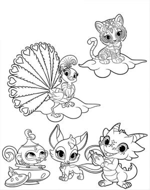 Işıltı ve Parıltı (Shimmer Ve Shine) boyama sayfası,  coloring page, Pırıltılı ve Parıltılı Tüm Güzel Evcil Hayvanlar, 