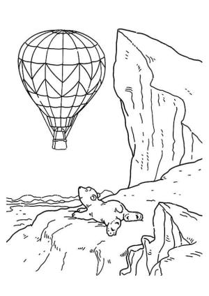 Sıcak Hava Balonu boyama sayfası,  coloring page, Polar Sıcak Hava Balonu İzlemek, 