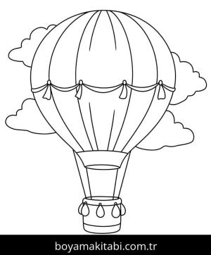 Sıcak Hava Balonu boyama sayfası – keyifli zaman, renkli çizimler