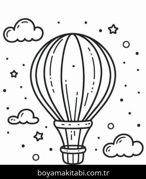 Sıcak Hava Balonu boyama sayfası – çocuklar için, çizgi film temalı