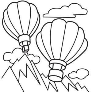 Sıcak Hava Balonu boyama sayfası,  coloring page, Uçan Iki Sıcak Hava Balonu, 