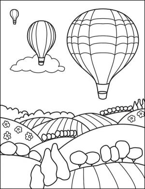 Sıcak Hava Balonu boyama sayfası,  coloring page, Üç Sıcak Hava Balonu, 