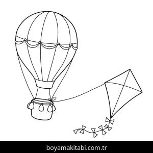 Sıcak Hava Balonu boyama sayfası – evde etkinlik, ücretsiz yazdır