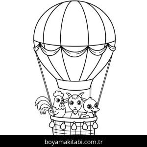 Sıcak Hava Balonu boyama sayfası – el becerilerini geliştirir, boyama çalışması