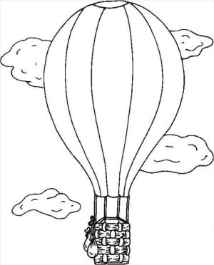 Sıcak Hava Balonu boyama sayfası,  coloring page, Sıcak Hava balonu ve Bulutlar, 