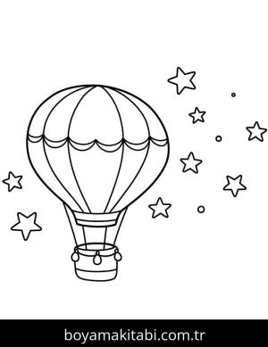 Sıcak Hava Balonu boyama sayfası – boyama etkinliği, çocuk aktivitesi