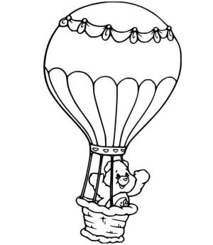 Sıcak Hava Balonu boyama sayfası,  coloring page, Sıcak Hava Balonunda Oyuncak Ayı, 