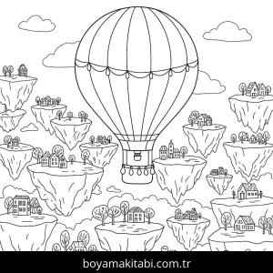 Sıcak Hava Balonu boyama sayfası – eğitici aktivite, yaratıcılık