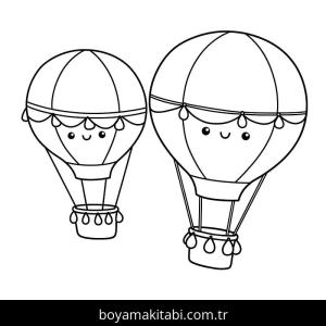 Sıcak Hava Balonu boyama sayfası – okul öncesi, evde etkinlik