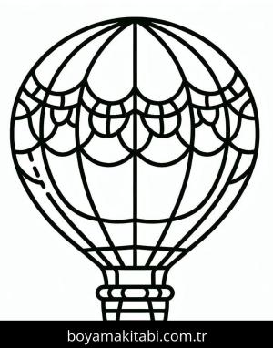 Sıcak Hava Balonu boyama sayfası – sevimli karakter, sanatsal çalışma
