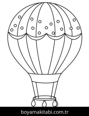 Sıcak Hava Balonu boyama sayfası – çizgi film temalı, basit çizim