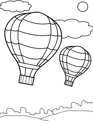 Sıcak Hava Balonu boyama sayfası,  coloring page, İki Adet Sıcak hava Balonu, 