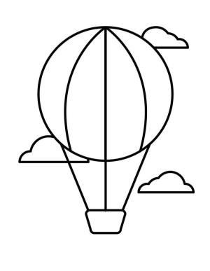 Sıcak Hava Balonu boyama sayfası,  coloring page, Kolay Sıcak hava Balonu ve Bulutlar, 